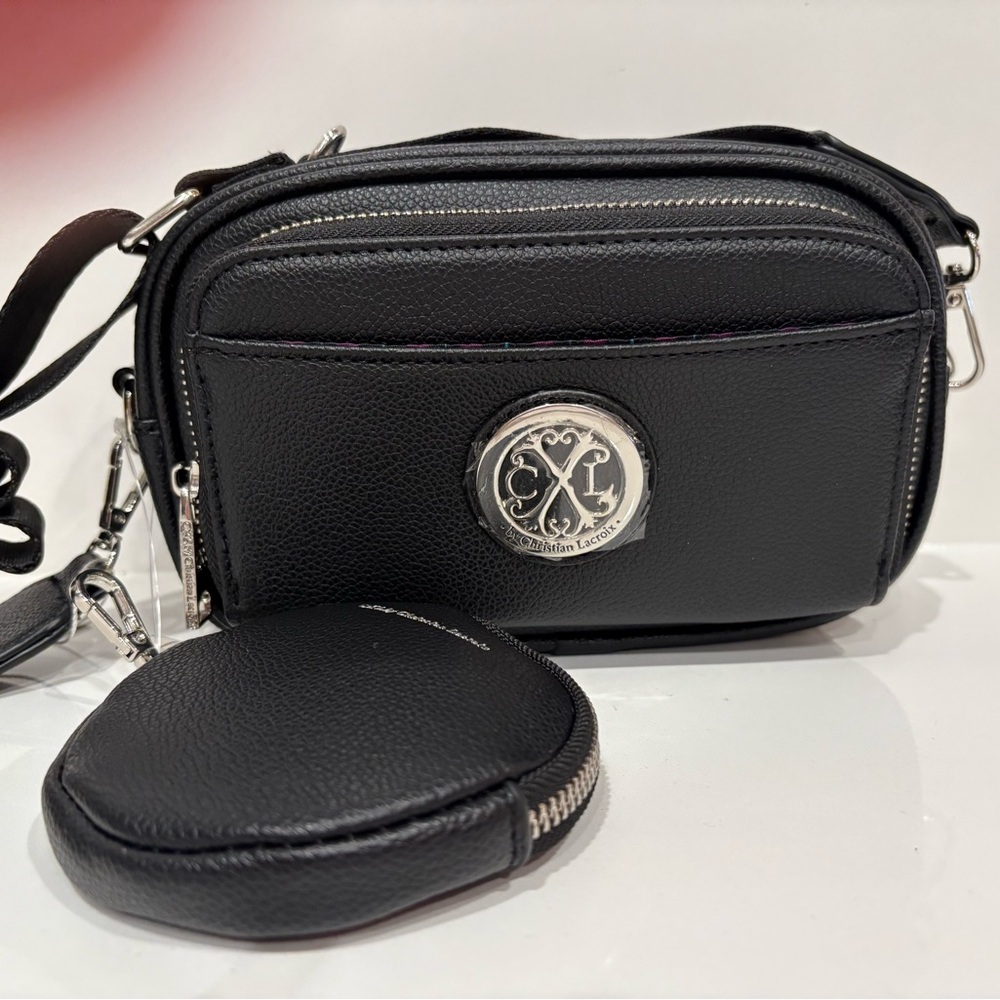 CXL by Christian Lacroix Camera Bag Black Eve Pebble Detachable Mini Zip NWT